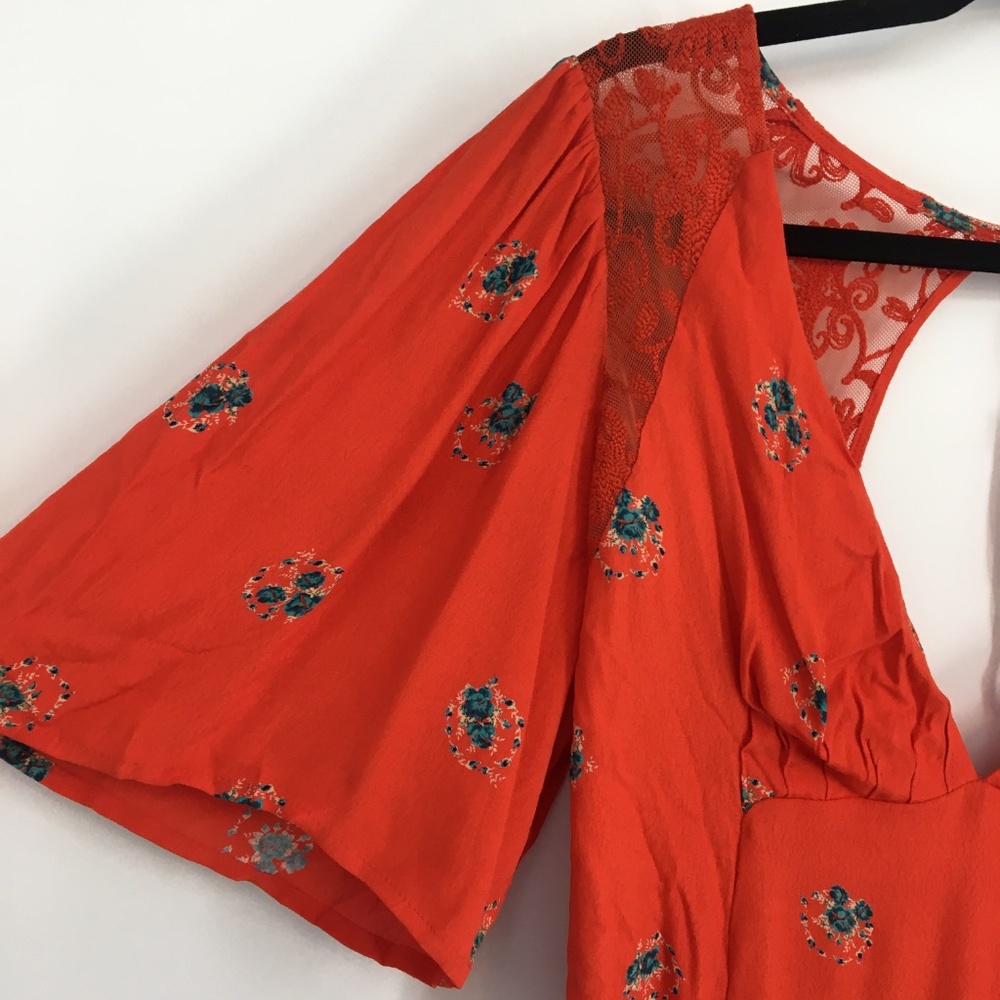 Free People Red Mockingbird Embroidered Mini Dress - Picture 4 of 8